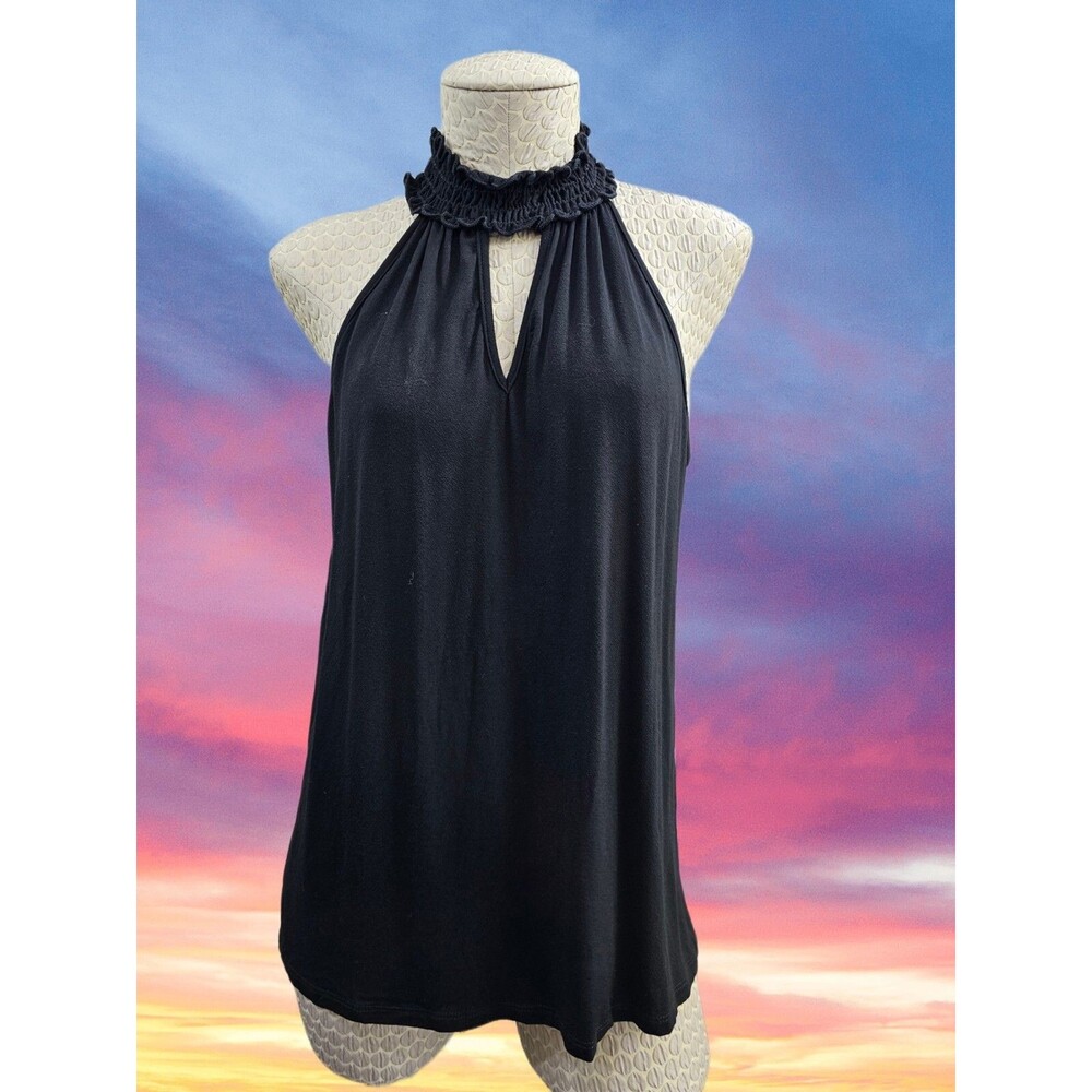 KIM & CAMI Mock Neck V-Neck Jersey Knit Blouse Shirt Tank Top Women's M EUC‎